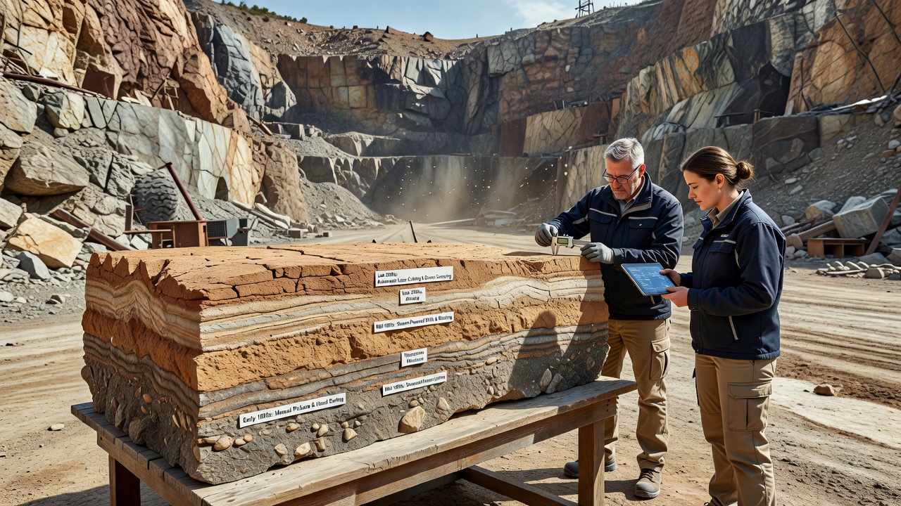 Analysis of quarry sediment layers reveals shifts in Warmstone extraction techniques over two centuries
